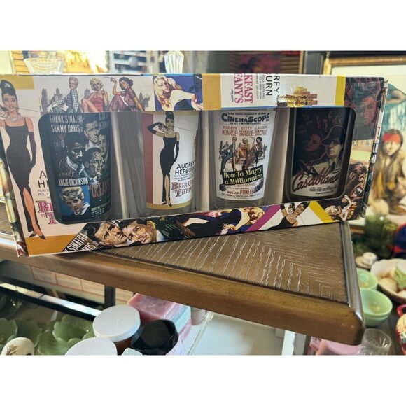 Set Of 4 Rare Movie-Themed Pub Glasses In Original Box Featuring Iconic Films: O - Picture 10 of 16